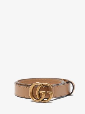 Gucci - GG-logo Leather Belt - Womens - Tan Gold - 65
