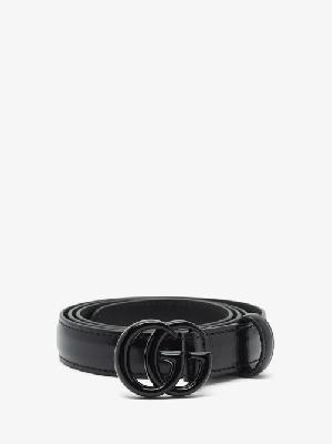 Gucci - GG-logo Grained Leather Belt - Womens - Black - 80