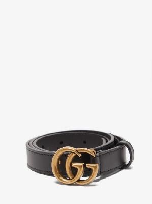 Gucci - GG-logo Leather Belt - Womens - Black Gold - 75
