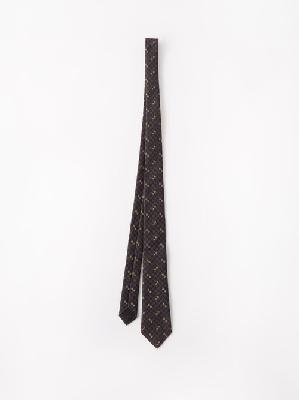 Gucci - GG-jacquard Embroidered Silk-twill Tie - Mens - Black - ONE SIZE