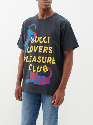 Gucci - Gucci Lovers Pleasure Club Cotton T-shirt - Mens - Black Multi