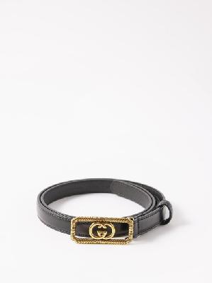 Gucci - Interlocking G Buckled Leather Belt - Womens - Black - 100