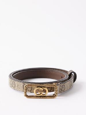 Gucci - Interlocking G Supreme Coated-canvas Belt - Womens - Brown Multi - 70