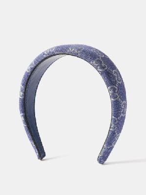 Gucci - Danny Gg-logo Jacquard Headband - Womens - Blue Grey - ONE SIZE