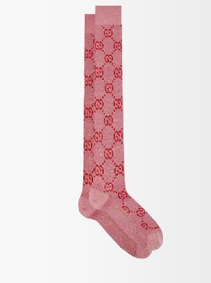 Gucci - GG-jacquard Cotton-blend Lamé Socks - Womens - Pink Print - S
