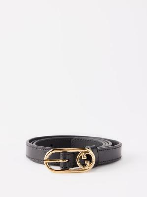 Gucci - Interlocking G-plaque Leather Belt - Womens - Black - 80