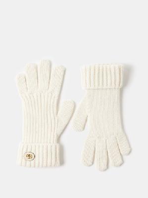 Gucci - GG-patch Wool-blend Gloves - Womens - Ivory - L