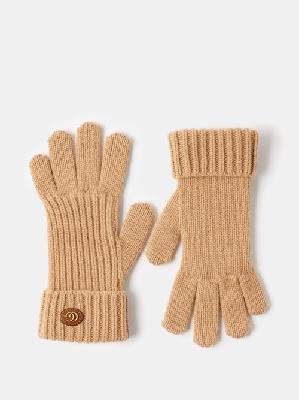 Gucci - GG-patch Wool-blend Gloves - Womens - Camel - L