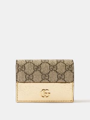 Gucci - GG Supreme Canvas And Leather Cardholder - Womens - Brown Gold - ONE SIZE