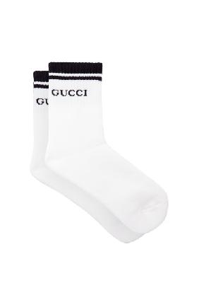 Gucci - Logo-intarsia Cotton-blend Socks - Mens - White - M