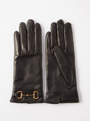 Gucci - Horsebit Leather Gloves - Womens - Black Multi