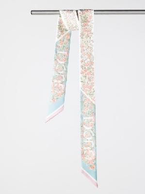 Gucci - Floral-print Silk-twill Scarf - Womens - Blue Pink - ONE SIZE