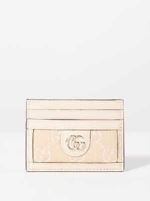 Gucci - Ophidia Gg Leather-trim Denim Cardholder - Womens - Beige - ONE SIZE