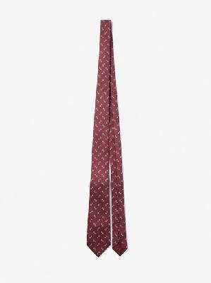 Gucci - Horsebit-embroidered Silk Tie - Mens - Burgundy - ONE SIZE