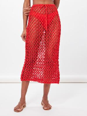 Haight - Moana Crocheted Midi Skirt - Womens - Red - M