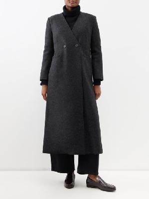 Harris Wharf London - Collarless Double-breasted Wool Coat - Womens - Dark Grey - 36 IT