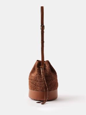 Hunting Season - Platano Woven-palm Leather-trimmed Bucket Bag - Womens - Brown - ONE SIZE
