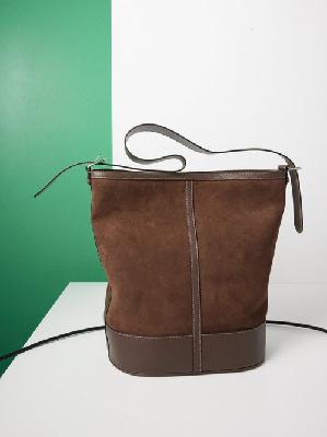 Hunting Season - Leather-trim Suede Shoulder Bag - Womens - Dark Brown - ONE SIZE