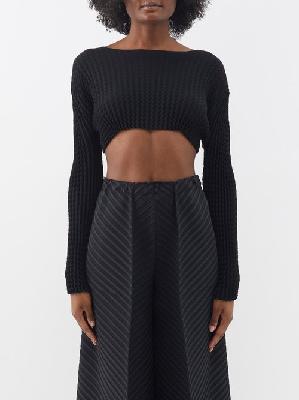 Issey Miyake - Technical-pleated Jersey Cropped Top - Womens - Black - ONE SIZE