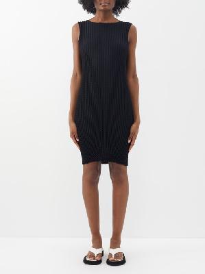 Issey Miyake - Technical-pleated Mini Dress - Womens - Black - ONE SIZE