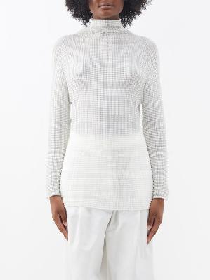 Issey Miyake - High-neck Technical-pleated Top - Womens - White - ONE SIZE