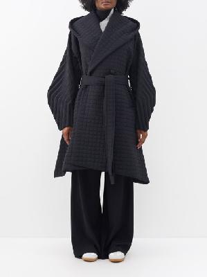 Issey Miyake - Belted Quilted-shell Coat - Womens - Black - 2