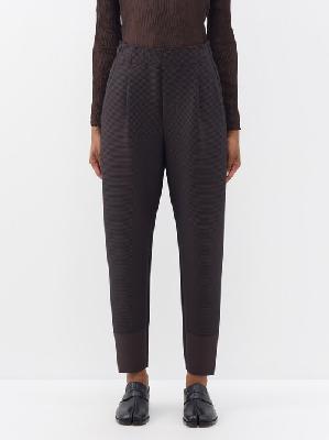 Issey Miyake - Elasticated-waist Ribbed-jersey Trousers - Womens - Brown - 3