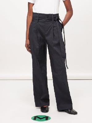 Issey Miyake - Shaped Membrane Belted Trousers - Womens - Black - 1