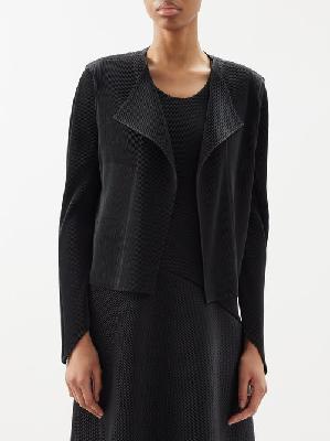 Issey Miyake - Open-front Technical-pleated Cardigan - Womens - Black - 2