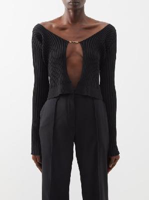 Jacquemus - Pralu Ribbed-knit Cardigan - Womens - Black - 38 FR