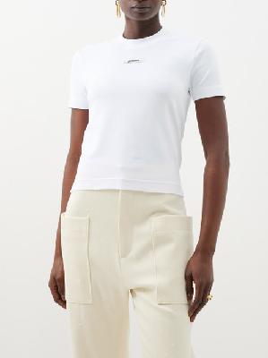 Jacquemus - Grosgrain Logo Patch Cotton-blend T-shirt - Womens - White - L