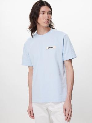 Jacquemus - Grosgrain Logo Cotton-jersey T-shirt - Mens - Sky Blue - L
