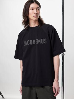 Jacquemus - Typo Raglan-sleeved Cotton-blend T-shirt - Mens - Black - S