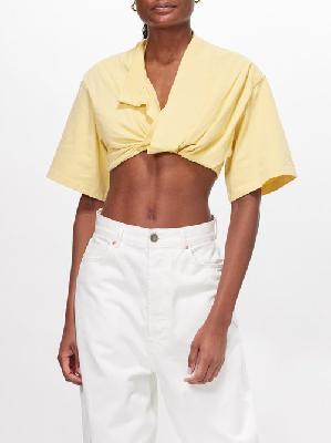 Jacquemus - Bahia Twisted Cotton-jersey T-shirt - Womens - Light Yellow - L