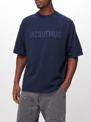 Jacquemus - Typo Raglan-sleeved Cotton T-shirt - Mens - Blue - L