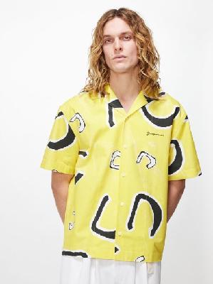 Jacquemus - Jean Monogram-print Cotton-twill Shirt - Mens - Yellow Multi - 44 EU/IT