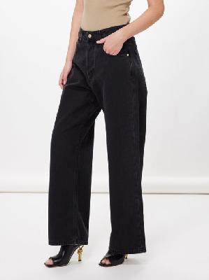 Jacquemus - Logo-patch Wide-leg Jeans - Womens - Black - 23