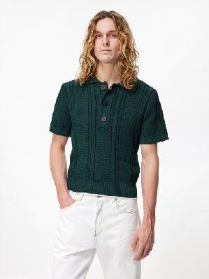 Jacquemus - Belo Cable-knit Polo Shirt - Mens - Green - XL