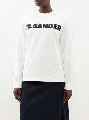 Jil Sander - Logo-print Cotton-jersey Long-sleeved T-shirt - Womens - Ivory - L