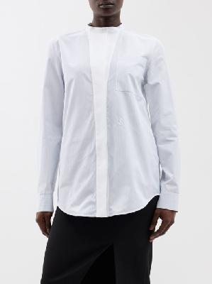 Jil Sander - Tuesday Striped Cotton-poplin Shirt - Womens - Blue White - 36 GER