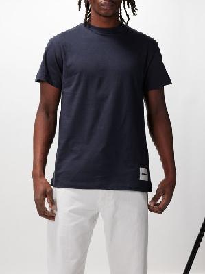 Jil Sander - Pack Of Three Logo-patch Cotton-jersey T-shirts - Mens - Navy - L
