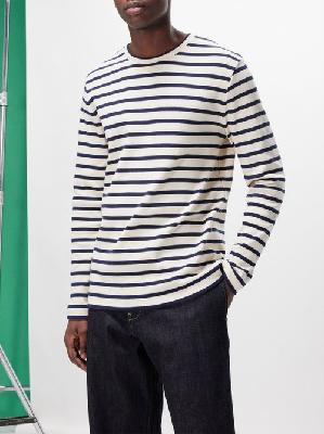 Jil Sander - Striped Logo-patch Cotton T-shirt - Mens - Navy Stripe - L