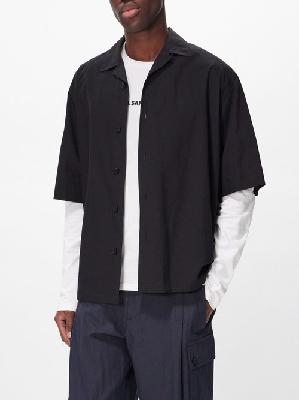 Jil Sander - Short-sleeved Cotton-poplin Shirt - Mens - Black - 44 EU/IT