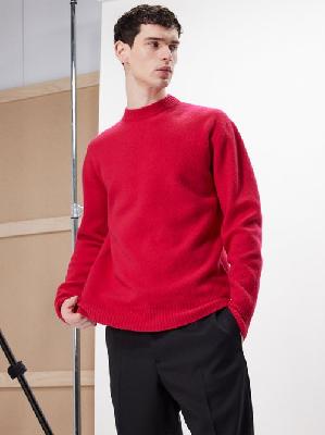 Jil Sander - Ribbed Crew-neck Merino Sweater - Mens - Red - 50 EU/IT