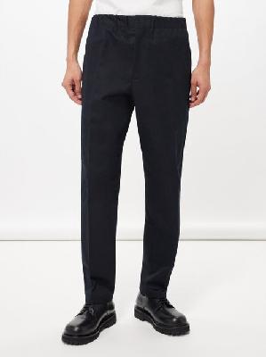 Jil Sander - Elasticated-waist Cotton-gabardine Trousers - Mens - Navy - 48 EU/IT