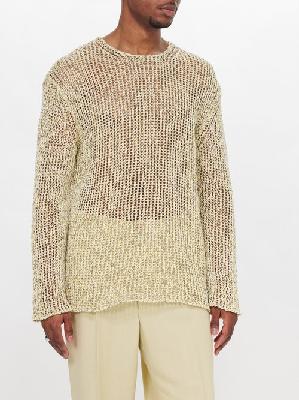 Jil Sander - Crew-neck Crochet-knit Cotton Sweater - Mens - Beige - 46 EU/IT