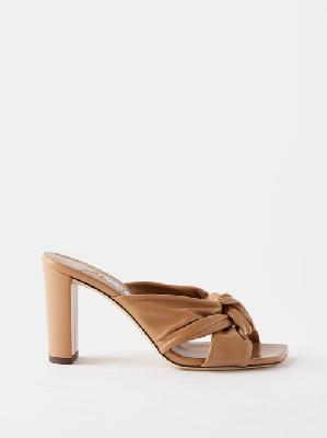 Jimmy Choo - Avenue 85 Knotted Leather Mules - Womens - Light Brown - 35.5 EU/IT