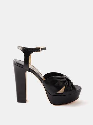Jimmy Choo - Heloise 120 Leather Platform Sandals - Womens - Black - 36 EU/IT