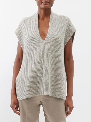 Joseph - V-neck Cashmere Sleeveless Sweater - Womens - Beige - L