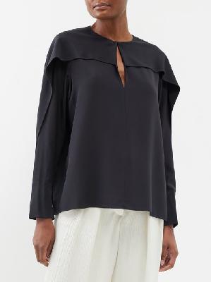 Joseph - Balard Cape-sleeve Silk Blouse - Womens - Black - 32 FR